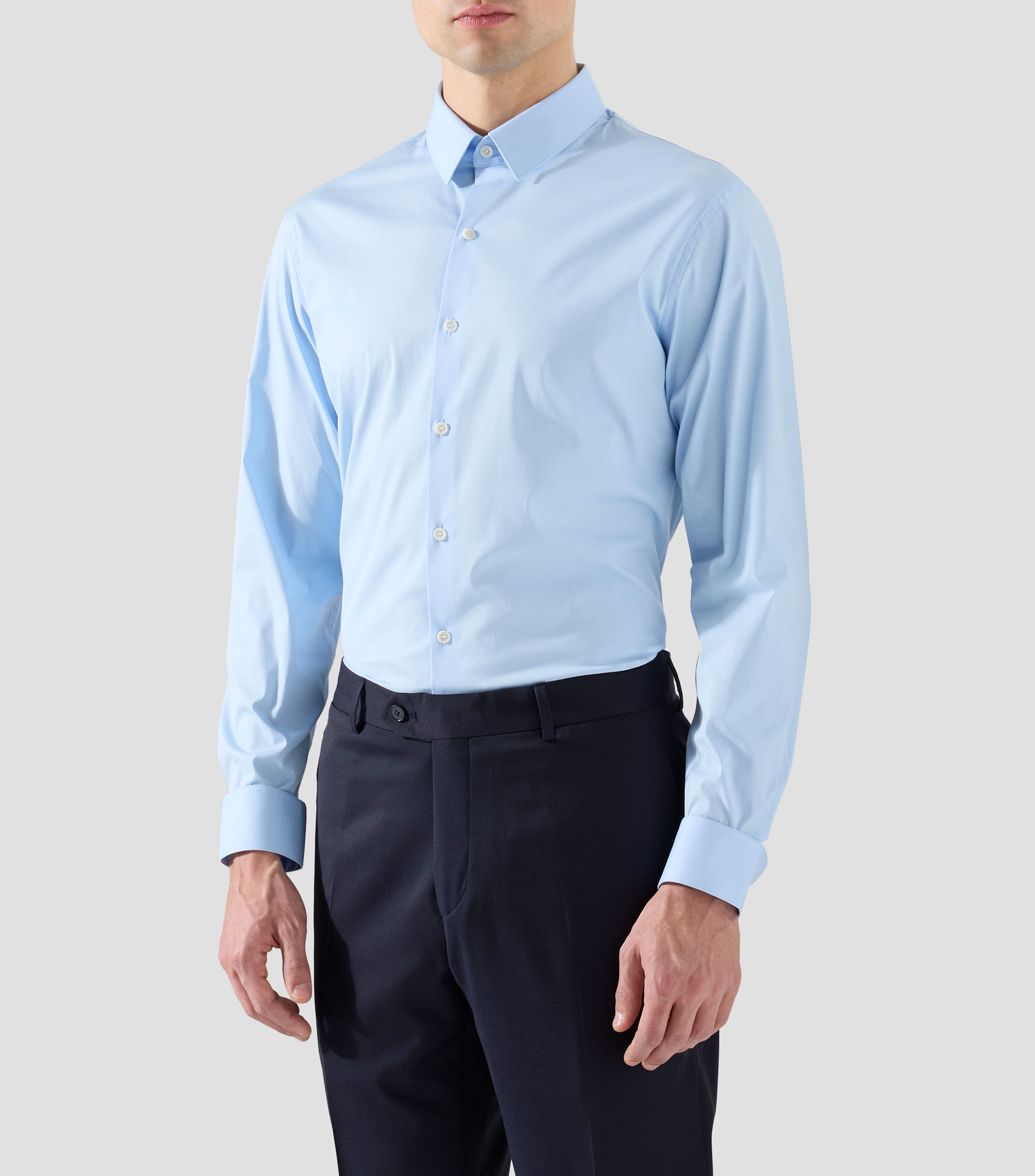 Camisa lisa manga larga Hombre